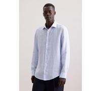 Businesshemd SEIDENSTICKER "Slim", Herren, Gr. L (42), normale Ärmellängen, blau, 100% Leinen, gestreift, slim fit, 2-Knopf-Manschette, Hemden, Slim 1/1 Kentkragen Streifen (86820541-42) blau