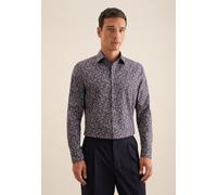 Businesshemd SEIDENSTICKER "Slim", Herren, Gr. L (42), normale Ärmellängen, braun, 100% Baumwolle, geblümt, slim fit, 2-Knopf-Manschette, Hemden, Slim 1/1 Kentkragen Floral (96723741-42) braun