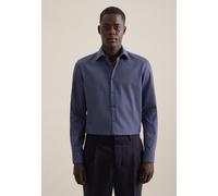 Businesshemd SEIDENSTICKER "Slim", Herren, Gr. M (40), normale Ärmellängen, blau (dunkelblau), 100% Baumwolle, bedruckt, slim fit, 2-Knopf-Manschette, Hemden Businesshemd, Slim 1/1 Kentkragen Druck (2