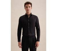 Businesshemd SEIDENSTICKER "Slim", Herren, Gr. S (37), normale Ärmellängen, schwarz, 100% Baumwolle, unifarben, slim fit, 2-Knopf-Manschette, Hemden, Slim 1/1 Kentkragen Uni (67687527-37) schwarz