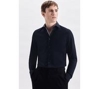 Businesshemd SEIDENSTICKER "Slim", Herren, Gr. S (38), verlängerte Ärmellängen, blau (dunkelblau), 100% Baumwolle, unifarben, slim fit, 2-Knopf-Manschette, Hemden, Slim 1/1 Extra lang Kentkragen Uni (