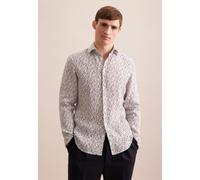 Businesshemd SEIDENSTICKER "Slim", Herren, Gr. XL (43), normale Ärmellängen, beige, 100% Leinen, bedruckt, slim fit, Langarm 2-Knopf-Manschette, Hemden, Slim Langarm Kentkragen Druck (19197639-43) bei