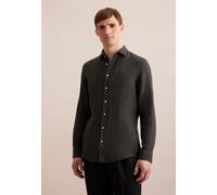 Businesshemd SEIDENSTICKER "Slim", Herren, Gr. XL (43), normale Ärmellängen, grün, 100% Leinen, unifarben, slim fit, 2-Knopf-Manschette, Hemden, Slim 1/1 Kentkragen Uni (85302718-43) grün