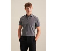 Businesshemd SEIDENSTICKER "Slim", Herren, Gr. XS (36), normale Ärmellängen, grau (dunkelgrau), 100% Baumwolle, unifarben, slim fit, gerader Abschluss, Hemden, Slim 1/2 Kentkragen Uni (77466235-36) du