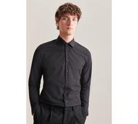 Businesshemd SEIDENSTICKER "X-Slim", Herren, Gr. M (39), normale Ärmellängen, schwarz, 100% Baumwolle, unifarben, skinny fit, 2-Knopf-Manschette, Hemden, X-Slim Langarm Kentkragen Uni (20124351-39) sc