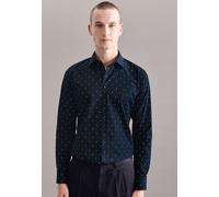 Businesshemd SEIDENSTICKER "X-Slim", Herren, Gr. S (38), normale Ärmellängen, blau (dunkelblau), 100% Baumwolle, bedruckt, skinny fit, 2-Knopf-Manschette, Hemden, X-Slim Langarm Kentkragen Druck (2365