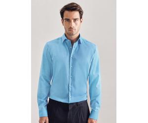 Businesshemd SEIDENSTICKER "X-Slim", Herren, Gr. XS (36), normale Ärmellängen, blau (türkis), 100% Baumwolle, unifarben, skinny fit, 2-Knopf-Manschette, Hemden Businesshemd, X-Slim 1/1 Kentkragen Uni