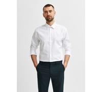 Businesshemd SELECTED "SLHSLIMETHAN SHIRT", Herren, Gr. M, N-Gr, weiß (hellweiß), Web, Obermaterial: 100% Baumwolle, Hemden (32037528-M) hellweiß