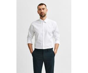 Businesshemd SELECTED "SLHSLIMETHAN SHIRT", Herren, Gr. S, N-Gr, weiß (hellweiß), Web, Obermaterial: 100% Baumwolle, Hemden (32037528-S) hellweiß