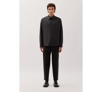 Businesshemd STUDIO SEIDENSTICKER, Herren, Gr. XL (43-44), normale Ärmellängen, schwarz, 52% Wolle, 44% Polyester, 4% Elasthan, unifarben, oversize, 2-Knopf-Manschette, Hemden, Oversized 1/1 Kentkrage