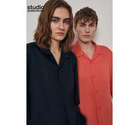 Businesshemd STUDIO SEIDENSTICKER "Studio", Herren, Gr. M (39-40), normale Ärmellängen, bunt (rot), 100% Lyocell, unifarben, regular fit, gerader Abschluss, Hemden, Regular 1/2 Reverskragen Uni (70050
