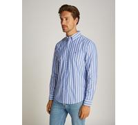 Businesshemd TOMMY HILFIGER "FLEX POPLIN NAUTICAL STP SHIRT", Damen, Gr. XL, N-Gr, weiß (optic weiß, wedge blau), Web, Obermaterial: 100% Baumwolle, gestreift, 1-Knopf-Manschette, Hemden Businesshemd