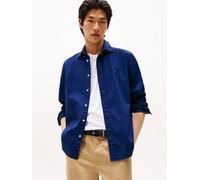 Businesshemd TOMMY HILFIGER "FLEX POPLIN SOLID RF SHIRT mit Button-down und Rückenfalte", Herren, Gr. L, N-Gr, blau (preppy navy), Popeline, Obermaterial: 100% Baumwolle, regular fit hüftlang, Ärmel m
