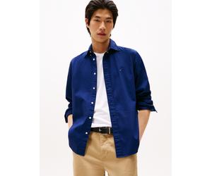 Businesshemd TOMMY HILFIGER "FLEX POPLIN SOLID", Herren, Gr. S, N-Gr, blau (preppy navy), Popeline, Obermaterial: 100% Baumwolle, regular fit hüftlang, Ärmel mit Ärmelschlitz 1-Knopf-Manschette, Hemde