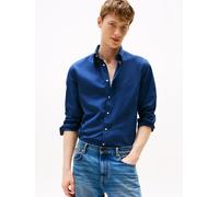Businesshemd TOMMY HILFIGER "FLEX POPLIN SOLID", Herren, Gr. XL, N-Gr, blau (aegean sea), Popeline, Obermaterial: 100% Baumwolle, unifarben, regular fit hüftlang, Ärmel mit Ärmelschlitz 1-Knopf-Mansch