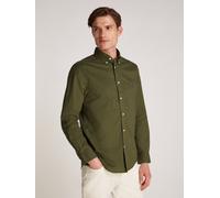Businesshemd TOMMY HILFIGER "FLEX POPLIN SOLID Regular Fit SHIRT mit Button-down und Rückenfalte", Herren, Gr. XL, N-Gr, grün (army grün), Popeline, Obermaterial: 100% Baumwolle, unifarben, regular fi