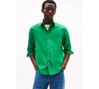 Businesshemd TOMMY HILFIGER "FLEX POPLIN SOLID RF SHIRT 1", Herren, Gr. XL, N-Gr, grün (olympic grün), Popeline, Obermaterial: 100% Baumwolle, klassisch, regular fit hüftlang, Langarm Ärmel mit Ärmels