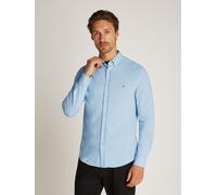 Businesshemd TOMMY HILFIGER "PERFORMANCE OXF PIQUE Slim Fit SHIRT", Herren, Gr. XL, N-Gr, blau (breezy blau), Piqué, Obermaterial: 56% Baumwolle, 44% Polyester, unifarben, slim fit hüftlang, 1-Knopf-M