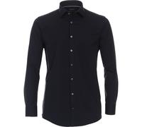 Businesshemd VENTI "VENTI Businesshemd Jerseyflex uni", Herren, Gr. 37, Normalgrößen, blau (dunkelblau), 89% Baumwolle, 11% Elasthan, unifarben, schmal, Hemden (45886248-37) dunkelblau
