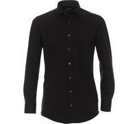 Businesshemd VENTI "VENTI Businesshemd Jerseyflex uni", Herren, Gr. 45, Normalgrößen, schwarz, 89% Baumwolle, 11% Elasthan, unifarben, schmal, Hemden (81811024-45) schwarz