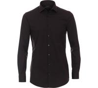 Businesshemd VENTI "VENTI Businesshemd Jerseyflex uni", Herren, Gr. 45, Normalgrößen, schwarz, 89% Baumwolle, 11% Elasthan, unifarben, sehr figurbetont, Hemden (94555936-45) schwarz