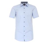Businesshemd VENTI "VENTI Businesshemd Kurzarm uni", Herren, Gr. 39, Normalgrößen, blau (hellblau), 100% Baumwolle, unifarben, sehr figurbetont, Hemden (62582208-39) hellblau