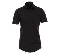 Venti Herren Businesshemd Kurzarm uni Body Fit, schwarz, 39 Schwarz