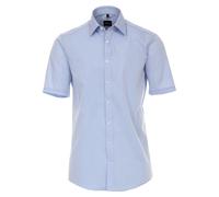 Businesshemd VENTI "VENTI Businesshemd Kurzarm uni", Herren, Gr. 41, Normalgrößen, blau (hellblau), 100% Baumwolle, unifarben, schmal, Hemden (37192019-41) hellblau