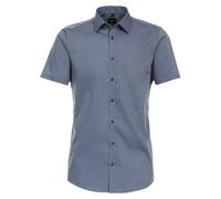 Businesshemd VENTI "VENTI Businesshemd Kurzarm uni", Herren, Gr. 42, Normalgrößen, blau (sattes mittelblau), 100% Baumwolle, unifarben, sehr figurbetont, Hemden (51266669-42) sattes mittelblau