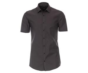 Businesshemd VENTI "VENTI Businesshemd Kurzarm uni", Herren, Gr. 42, Normalgrößen, grau (dunkelgrau), 100% Baumwolle, unifarben, sehr figurbetont, Hemden (70796603-42) dunkelgrau