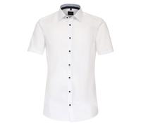 Businesshemd VENTI "VENTI Businesshemd Kurzarm uni", Herren, Gr. 44, Normalgrößen, weiß, 100% Baumwolle, unifarben, sehr figurbetont, Hemden (31226336-44) weiß