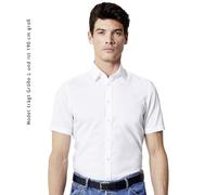 Venti Businesshemd Popeline Body-Fit extra schmal Kurzarm Kentkragen Weiß Größe 46 100% Baumwolle