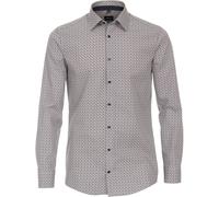 Businesshemd VENTI "VENTI Businesshemd Langarm Print", Herren, Gr. 39, Normalgrößen, braun, 100% Baumwolle, bedruckt, schmal, Hemden (77360436-39) braun