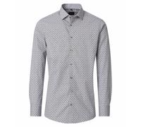 Businesshemd VENTI "VENTI Businesshemd Langarm Print", Herren, Gr. 40, Normalgrößen, weiß (beige), 100% Baumwolle, bedruckt, schmal, Hemden (53729469-40) beige