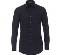 Businesshemd VENTI "VENTI Businesshemd Jerseyflex uni", Herren, Gr. 46, Normalgrößen, blau (dunkelblau), 89% Baumwolle, 11% Elasthan, unifarben, sehr figurbetont, Hemden (15060243-46) dunkelblau