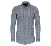 Businesshemd VENTI "VENTI Businesshemd Print", Herren, Gr. 38, Normalgrößen, blau (dunkles türkis), 89% Baumwolle, 11% Elasthan, bedruckt, sehr figurbetont, Hemden (69789249-38) dunkles türkis