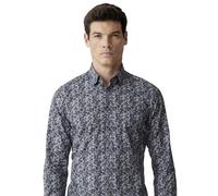 Businesshemd VENTI "VENTI Businesshemd Print", Herren, Gr. 42, Normalgrößen, blau (dunkelblau), 97% Baumwolle, 3% Elasthan, bedruckt, sehr figurbetont, Hemden (71852057-42) dunkelblau