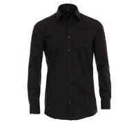 Businesshemd VENTI "VENTI Businesshemd uni", Herren, Gr. 35, Normalgrößen, schwarz, 100% Baumwolle, unifarben, sehr figurbetont, Hemden (21447140-35) schwarz