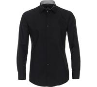 Venti Businesshemd Modern Fit Kent 100% Baumwolle Schwarz Herren Größe 37