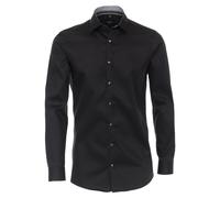 Venti Businesshemd Body Fit – Herren, uni schwarz, Gr. 40, 100% Baumwolle