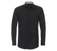 Businesshemd VENTI "VENTI Businesshemd uni", Herren, Gr. 41, Normalgrößen, schwarz, 100% Baumwolle, unifarben, sehr figurbetont, Hemden (59281734-41) schwarz