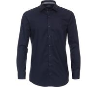 Businesshemd VENTI "VENTI Businesshemd uni", Herren, Gr. 42, Normalgrößen, blau (dunkelblau), 88% Baumwolle, 12% Elasthan (LYCRA), unifarben, schmal, Hemden (16334853-42) dunkelblau