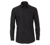 Venti Businesshemd Uni Modern Fit Tailliert Langarm Kentkragen 100% Baumwolle Schwarz Größe 42