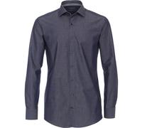 Businesshemd VENTI "VENTI Businesshemd uni", Herren, Gr. 43, Normalgrößen, blau (graues dunkelblau), 88% Baumwolle, 12% Elasthan (LYCRA), unifarben, schmal, Hemden (61920714-43) graues dunkelblau