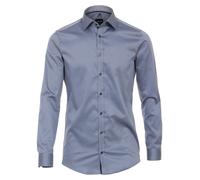 Businesshemd VENTI "VENTI Businesshemd uni", Herren, Gr. 45, Normalgrößen, blau (mittelblau), 100% Baumwolle, unifarben, sehr figurbetont, Hemden (81828704-45) mittelblau