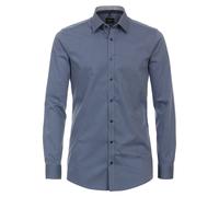 Businesshemd VENTI "VENTI Businesshemd uni", Herren, Gr. 45, Normalgrößen, blau (mittelblau), 100% Baumwolle, unifarben, sehr figurbetont, Hemden (49788121-45) mittelblau