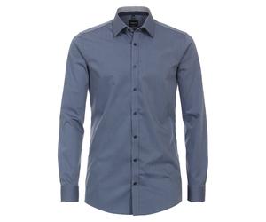 Businesshemd VENTI "VENTI Businesshemd uni", Herren, Gr. 45, Normalgrößen, blau (mittelblau), 100% Baumwolle, unifarben, sehr figurbetont, Hemden (49788121-45) mittelblau