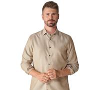 Businesshemd VENTI "VENTI Businesshemd uni", Herren, Gr. 46, Normalgrößen, beige, 100% Baumwolle, unifarben, schmal, Hemden (73376920-46) beige