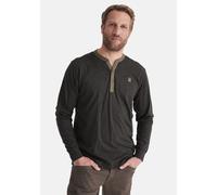 Businessshirt HERO BY JOHN MEDOOX "HANO Workwear Longsleeve Henley-Shirt", Herren, Gr. 3XL, grün meliert, Stoff, 100% Baumwolle, regular fit, Shirts, Longsleeve Henley-Shirt Funktionsqualitätfür Herre