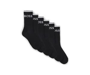Businesssocken BOSS "6P QS Stripe CC", Jungen, Gr. 39-42, schwarz (schwarz_001), Baumwollmischung, unifarben, elastisch, Socken, mit BOSS Schriftzug (23151844-39) schwarz_001